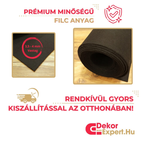 3-4 mm Vastag Filc Anyag Folyóméter - Fekete Színű - Kép 09 - DekorExpert