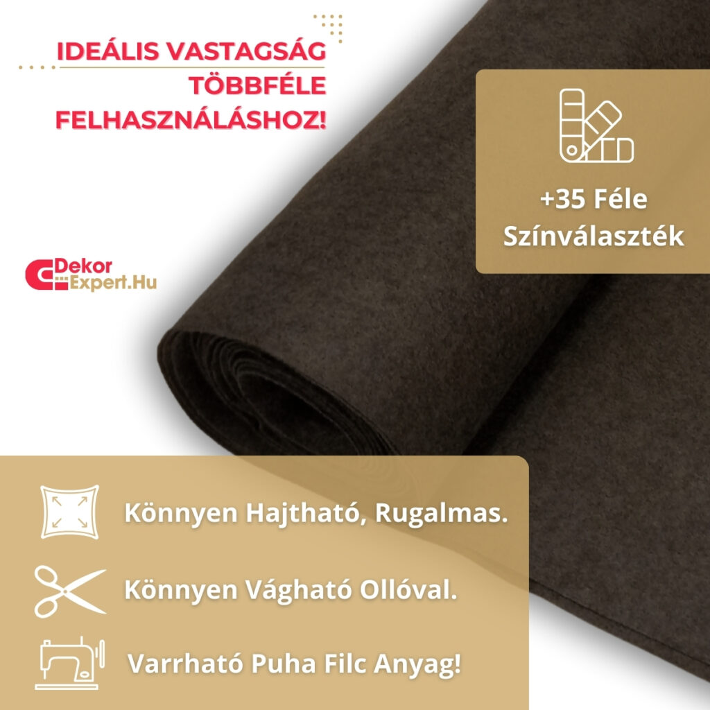 Antracit Filc Anyag Méteráru, Puha Dekorfilc - Kép 06 - DekorExpert