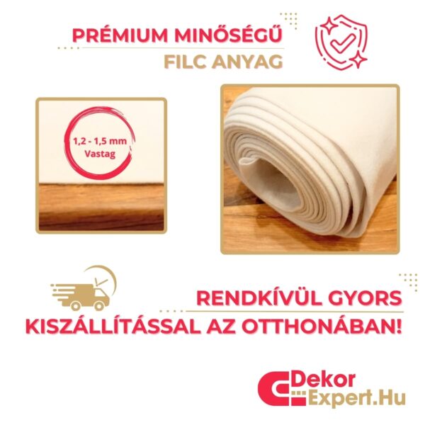 Fehér Filc Anyag Méteráru, Puha Dekorfilc - Kép 10 - DekorExpert