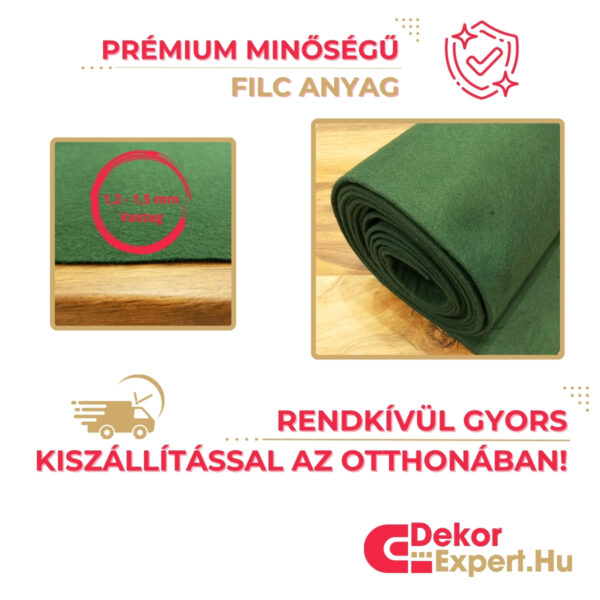 Sötétzöld Filc Anyag Méteráru, Puha Dekorfilc - Kép 10 - DekorExpert